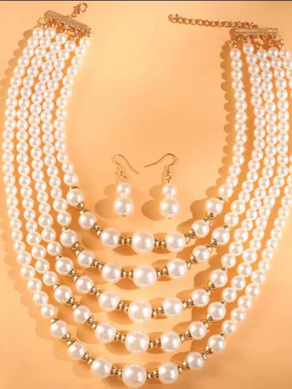 Anthropologie Layered Pearl Necklace with Gold Accents - White and Gold - Picture 2 of 5